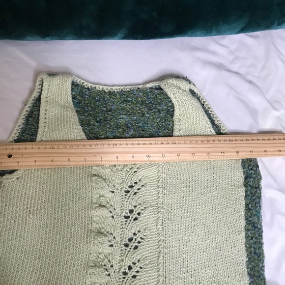 Handmade Knit Tank Top –  Sage Green Mixed Yarn – Sleeveless Boho Style - Picture 11 of 15